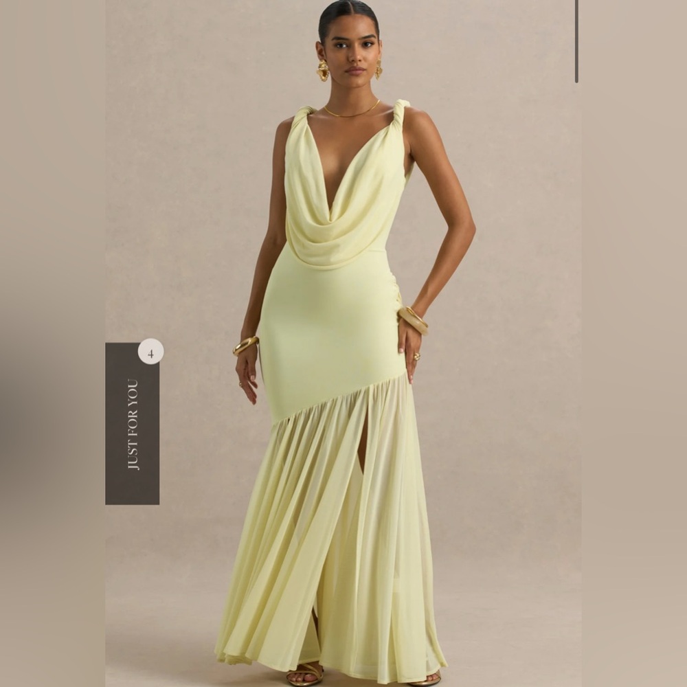 Club L London Asymmetrical Yellow Dress